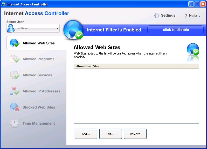 Internet Access Controller screen shot