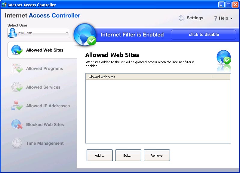 Internet Access Controller screen shot