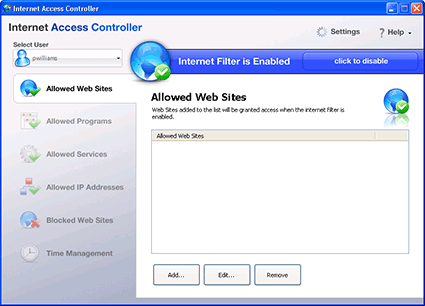 Internet Access Controller - Screenshot