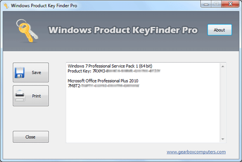 Click to view Windows Product Key Finder Professional Tool 2.2.0.1078 screenshot